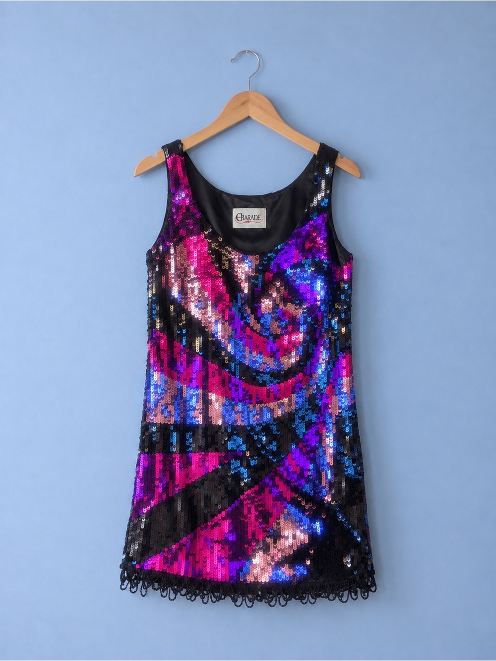 California Costumes Multicolor Sequin Mini Dress - Black, Pink & Blue
